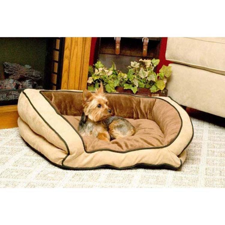 K&H Pet Products Bolster Couch Pet Bed Small Mocha / Tan 21" x 30" x 7"