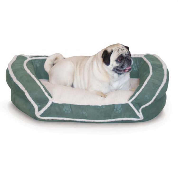 K&H Pet Products Deluxe Bolster Couch Pet Bed Small Green 21" x 30" x 7"