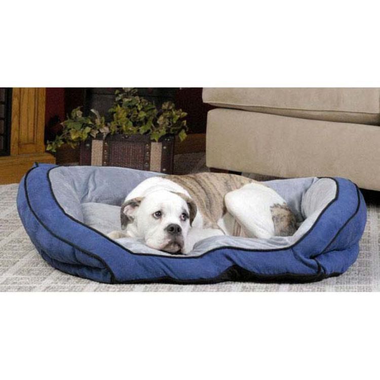K&H Pet Products Bolster Couch Pet Bed Large Blue / Gray 28" x 40" x 9"