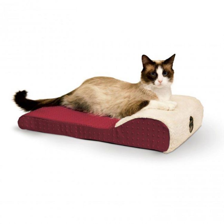 K&H Pet Products Ultra Memory Chaise Pet Lounger Red 14"  x 22" x 4" 