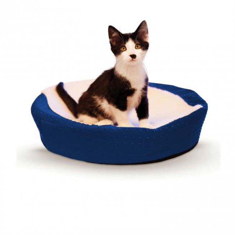 K&H Pet Products Ultra Memory Round Pet Cuddle Nest Blue 19" x 19" x 3" 