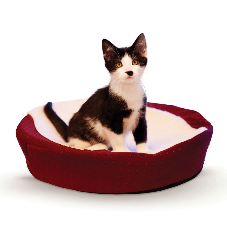K&H Pet Products Ultra Memory Round Pet Cuddle Nest Red 19" x 19" x 3" 