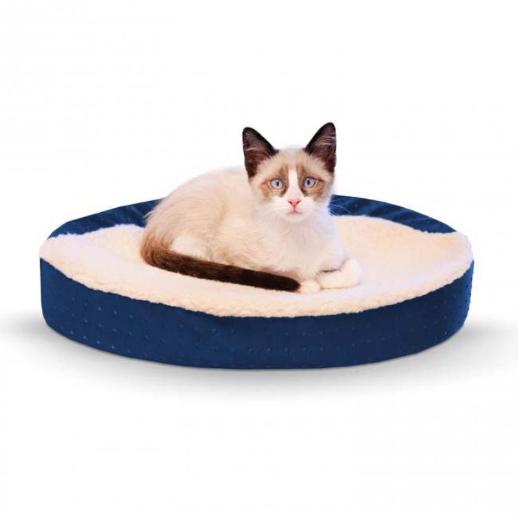 K&H Pet Products Ultra Memory Foam Oval Pet Cuddle Nest Blue 13" x 19" x 4"