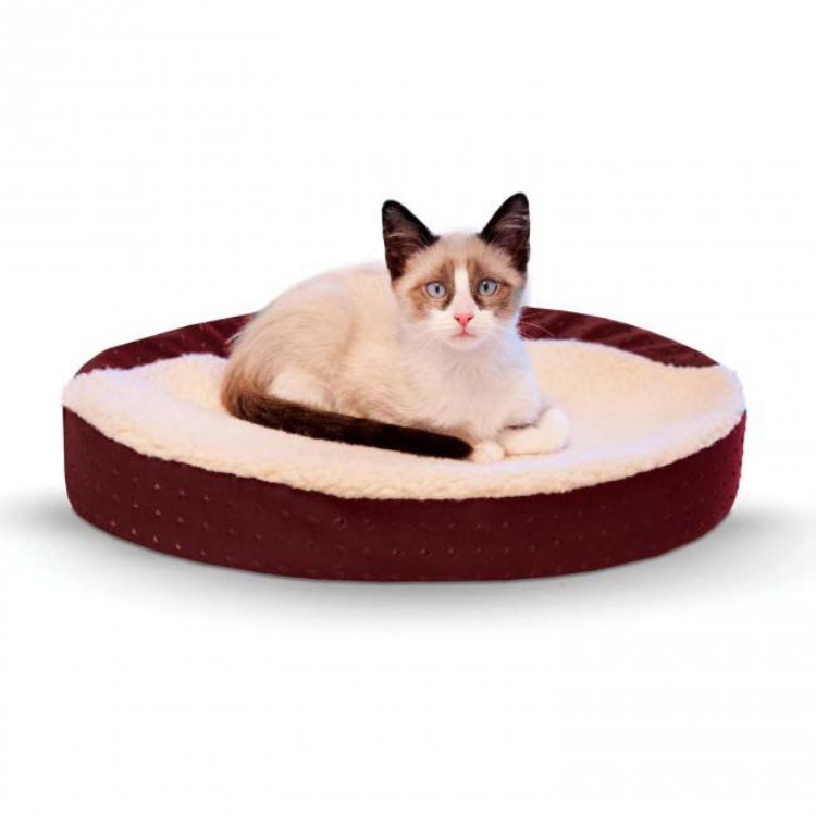 K&H Pet Products Ultra Memory Foam Oval Pet Cuddle Nest Red 13" x 19" x 4" 