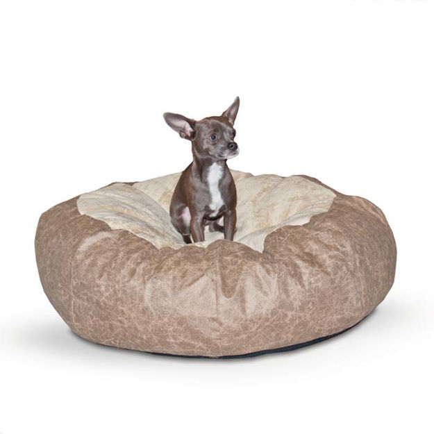 K&H Pet Products Self Warming Cuddle Ball Pet Bed Small Tan 28" x 28" x 10"