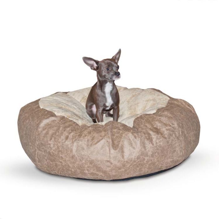 K&H Pet Products Self Warming Cuddle Ball Pet Bed Small Tan 28" x 28" x 10"