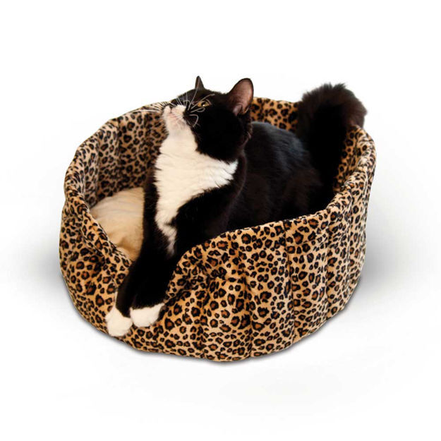 K&H Pet Products Lazy Cup Cat Bed Small Leopard 16" x 16" x 7" 