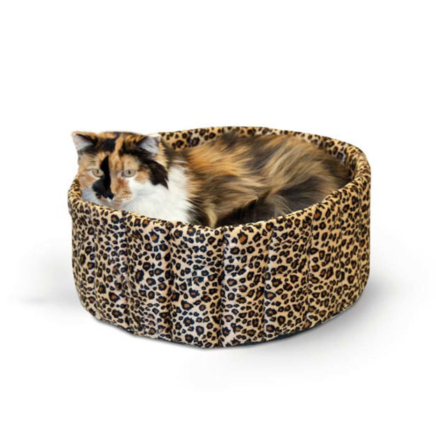 K&H Pet Products Lazy Cup Cat Bed Large Leopard 20" x 20" x 7" 