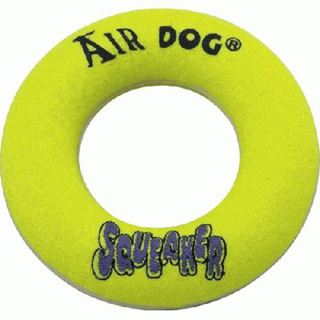 Kong Air Squeaker Donut Dog Toy Large Yellow 10" x 6.5" x 2.3" 