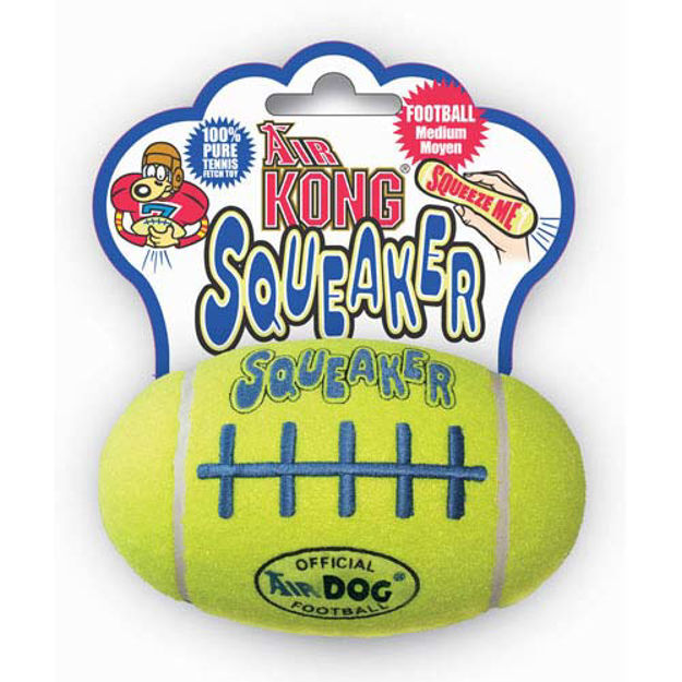 Kong Air Squeaker Football Dog Toy Medium Yellow 5" x 4.8" x 3" 