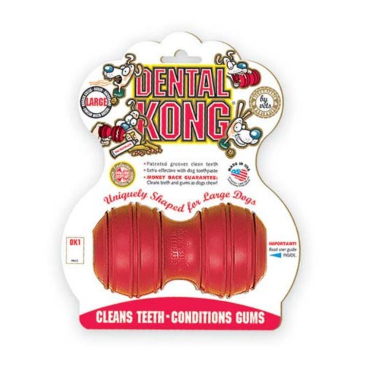 Kong Dental Kong Dog Toy Large Red 8.5" x 5.5" x 2.8" 