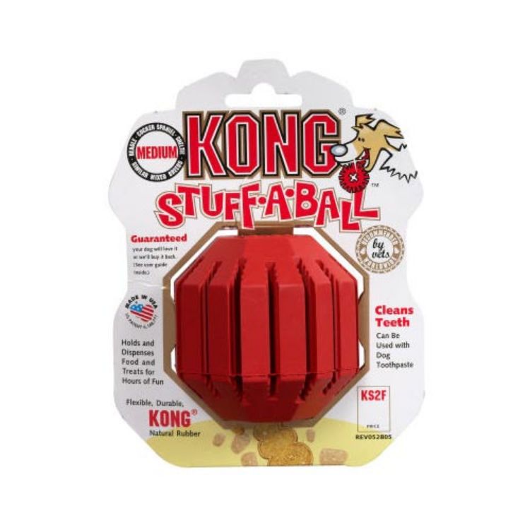 Kong Stuff-A-Ball Dog Toy Medium Red 6.5" x 5.5" x 3" 