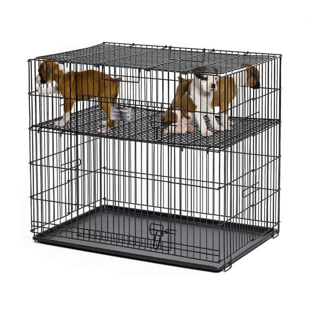 Midwest Puppy Playpen with Plastic Pan and 1/2" Floor Grid Black 24" x 36" x 30"