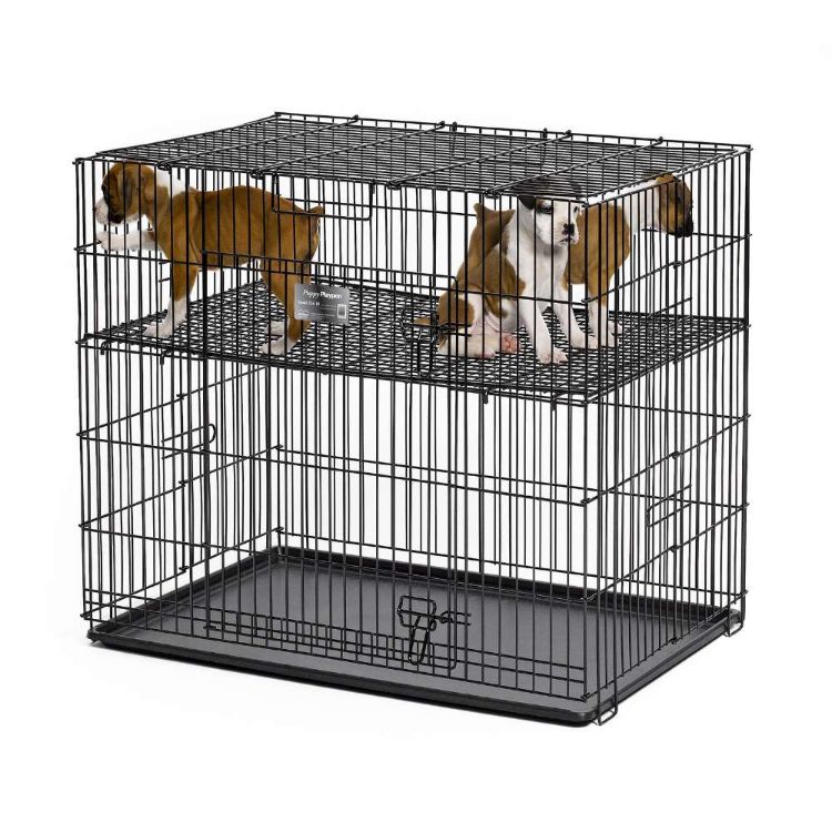 Midwest Puppy Playpen with Plastic Pan and 1" Floor Grid Black 24" x 36" x 30"