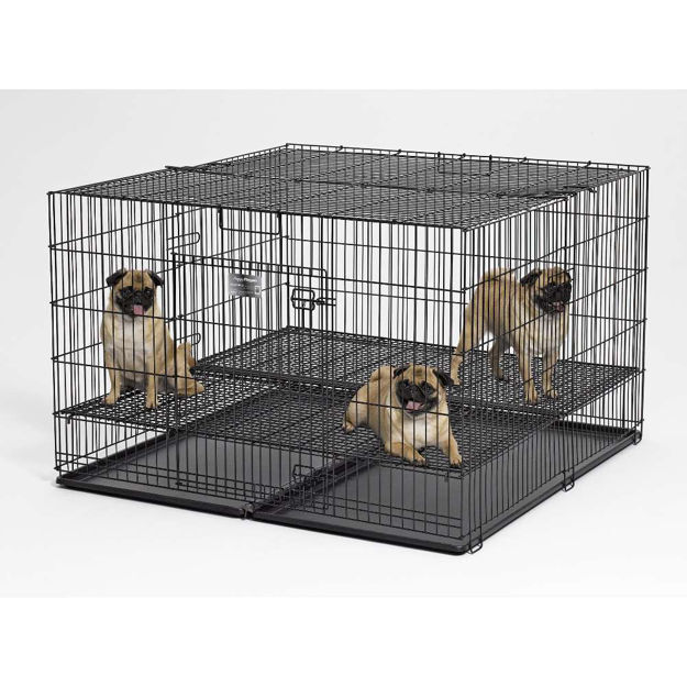 Midwest Puppy Playpen with Plastic Pan and 1/2" Floor Grid Black 48" x 48" x 30" (BACK ORDER !)