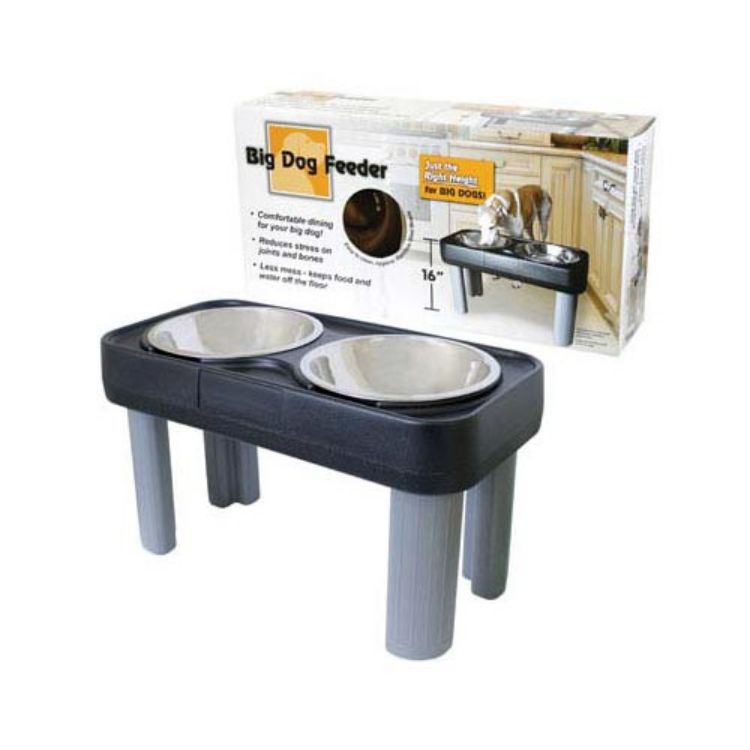 Our Pets Big Dog Feeder Black / Gray 27" x 13" x 16" 