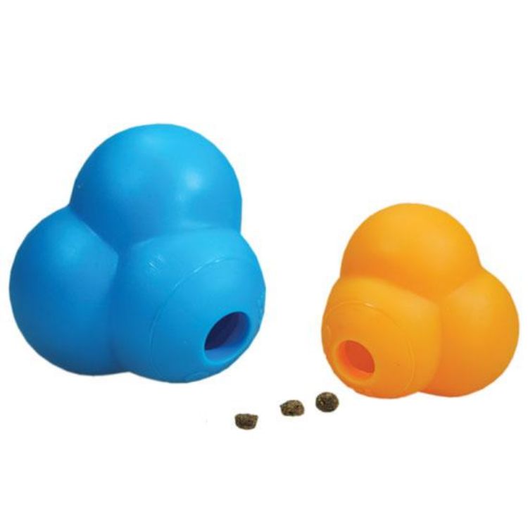 Our Pets Dog Atomic Treat Ball Blue or Orange 3.75" x 3.75" x 3.75"