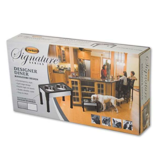 Our Pets Signature Series Dog Elevated Panel Feeder Black / Gray 23" x 12.5" x 14" 
