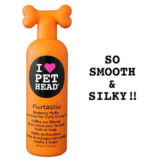 Pet Head Furtastic Crème Rinse for Curly and Long Coat Blueberry Muffin 16oz 9" x 3" x 2.5" 