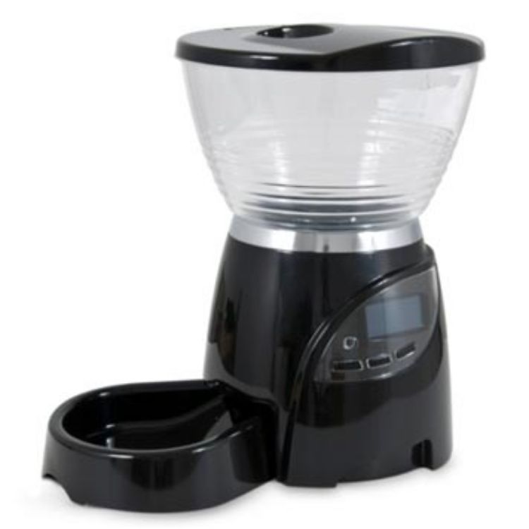 Petmate Le Bistro Electronic Portion Control Automatic Pet Feeder 5 lbs Medium Black 