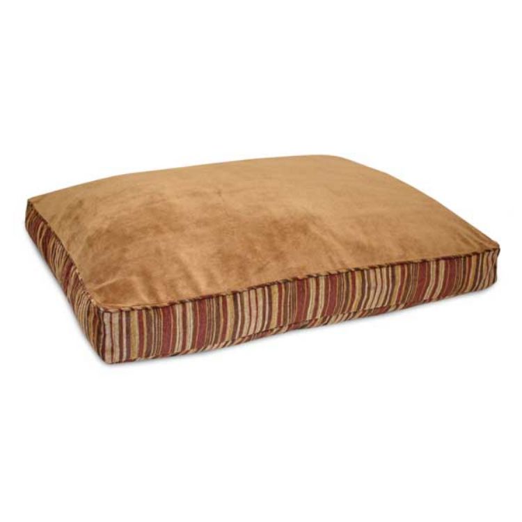 Petmate Microban Antimicrobial Deluxe Pillow Dog Bed Caramel / Stripe Chenille 27" x 36" x 4" 