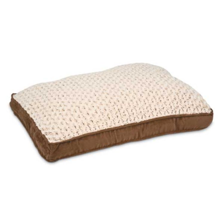 Petmate Deluxe Pillow Dog Bed with Gusset Suede / Swirl Plush Brown / White 36" x 27" x 4" 