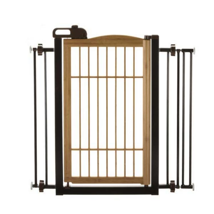 Richell Také One-Touch Pet Gate Bamboo 28.3" - 35.8" x 2" x 34.6" 