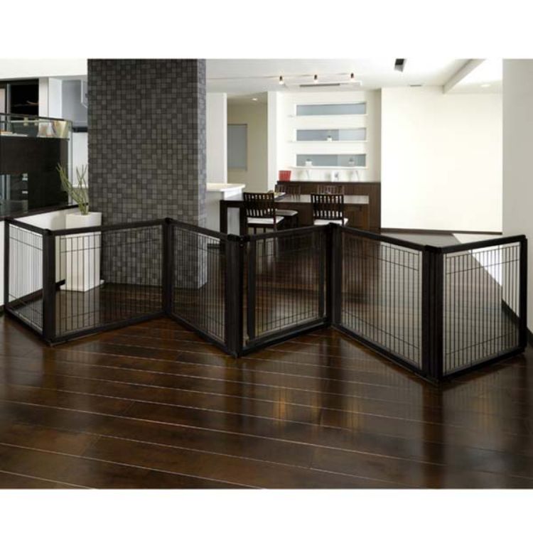 Richell Convertible Elite Pet Gate 6 Panel Black 197.5" x 0.8" x 31.5"