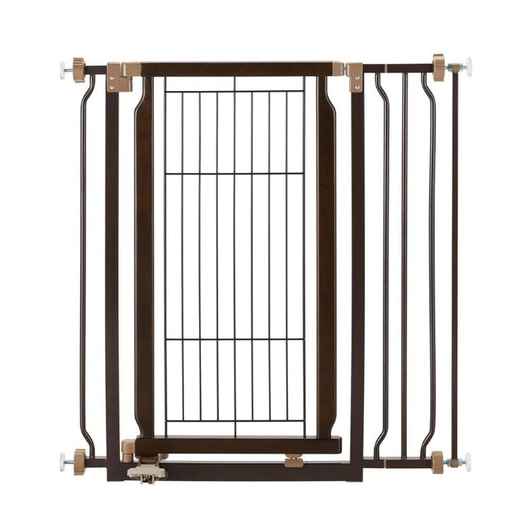 Richell Hands-Free Pressure Mounted Pet Gate Coffee Bean 28.3" - 37.2" x 8.7" x 36.6" 