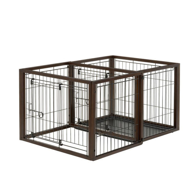 Richell Flip To Play Pet Crate Small Brown 31.9" x 23.4" x 24.4 