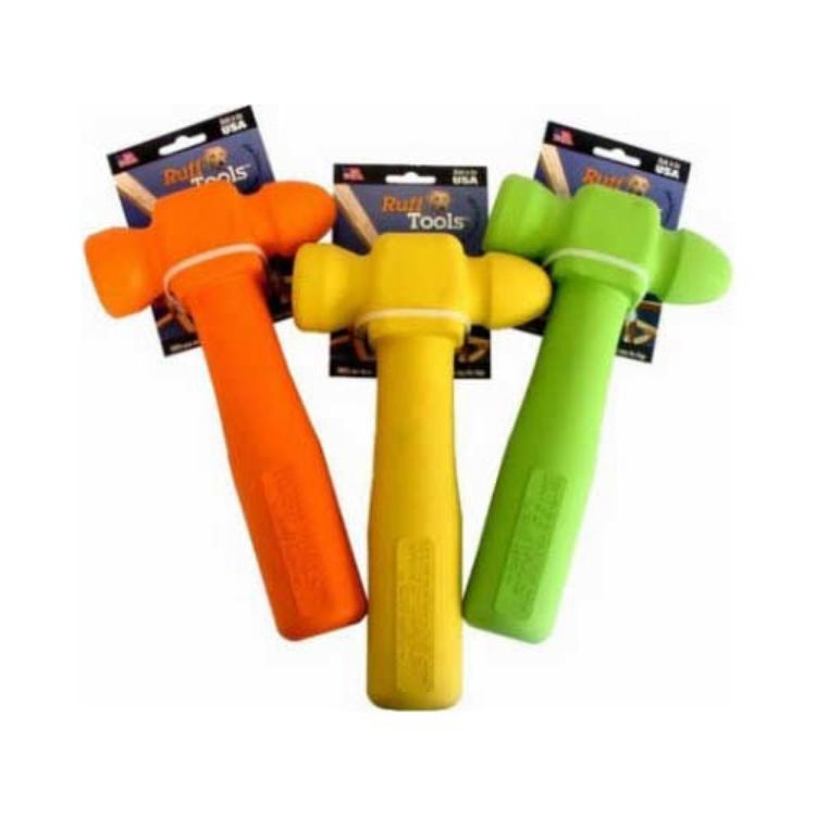Ruff Dawg Ruff Tools Hammer Dog Toy Lime 8.5" x 3.5" x 1" 