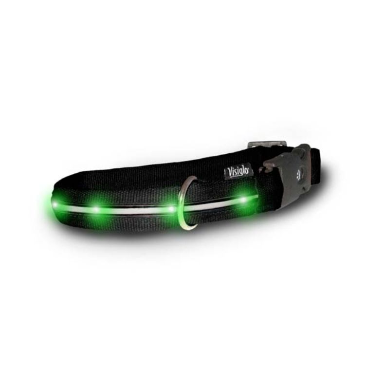 Visiglo Nylon Collar with LED Lights Large Black / Jade Green 