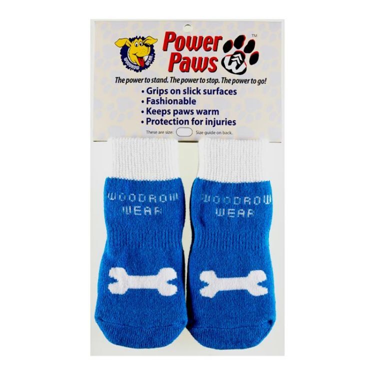 Woodrow Wear Power Paws Advanced Extra Extra Extra Large Blue / White Bone 3.5" - 3.88" x 3.5" - 3.88" 