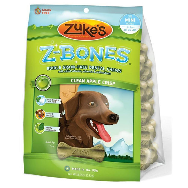 Zuke's Z-Bones Grain Free Edible Dental Chews Clean Apple Crisp 18 count Small 