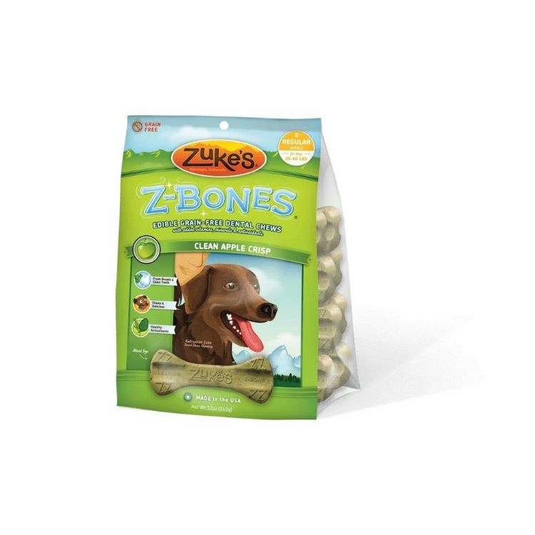 Zuke's Z-Bones Grain Free Edible Dental Chews Clean Apple Crisp 8 count Medium 