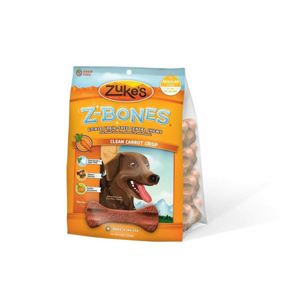 Zuke's Z-Bones Grain Free Edible Dental Chews Clean Carrot Crisp 8 count Medium 