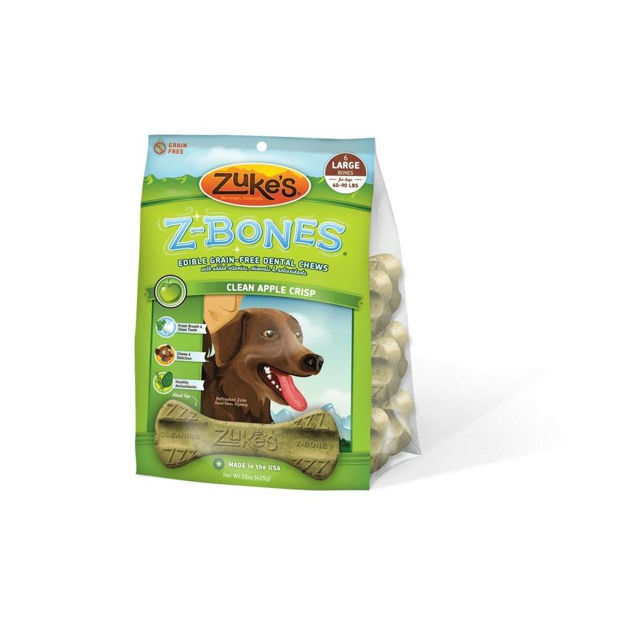 Zuke's Z-Bones Grain Free Edible Dental Chews Clean Apple Crisp 6 count Large 