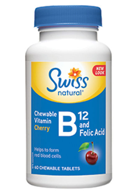 Vitamin B12 Chew Tablets Cherry1000Mcg+Folic Acid 
