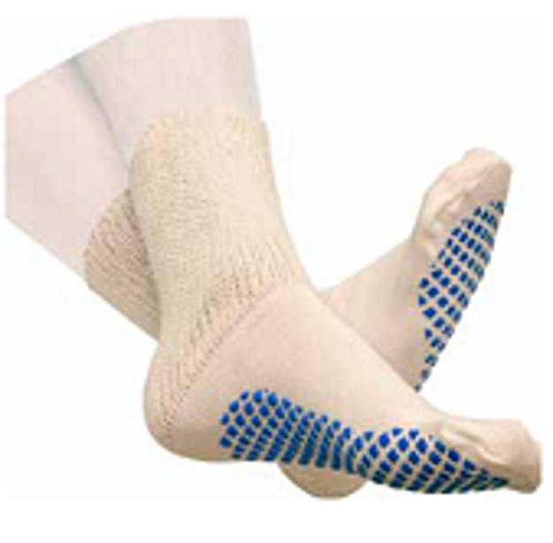 Diabetic Slipper Socks With Grip Soles Ladies White Size 9-11