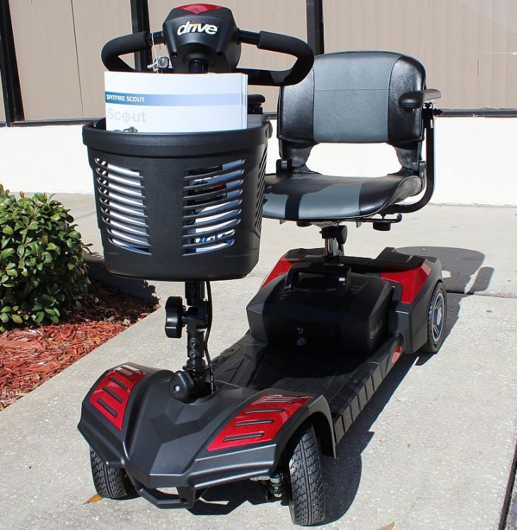 Front basket view of the Drive Medical Scout 4-Wheel Scooter for convenient storage