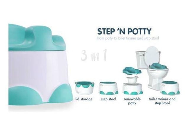 NEW BUMBO STEP 'N POTTY BLUE TOILET TRAINER SEAT & STEP COMBO TODDLER PORTABLE 