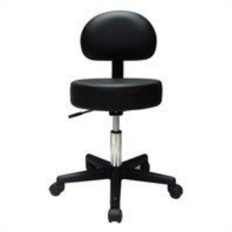 Pneumatic Stool with Backrest - Black