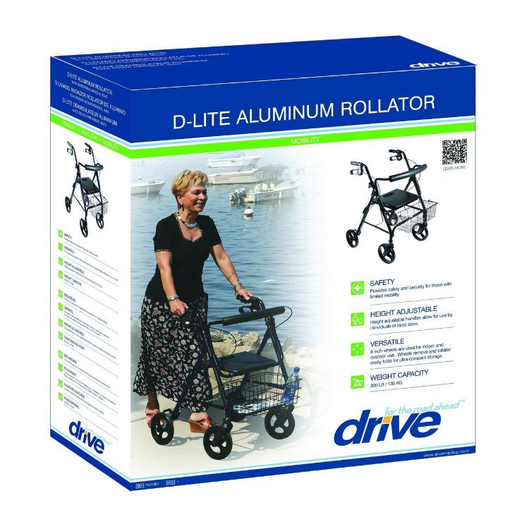 D-Lite Aluminum Rollator with Removable 8" Casters