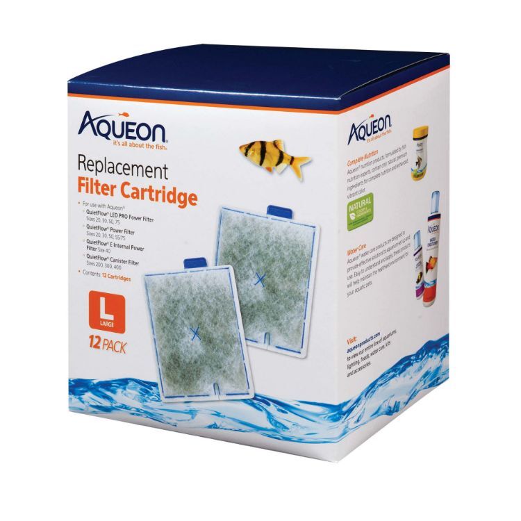 Aqueon Replacement Filter Cartridges 12 pack Large 5.24" x 1.75" x 5.7"