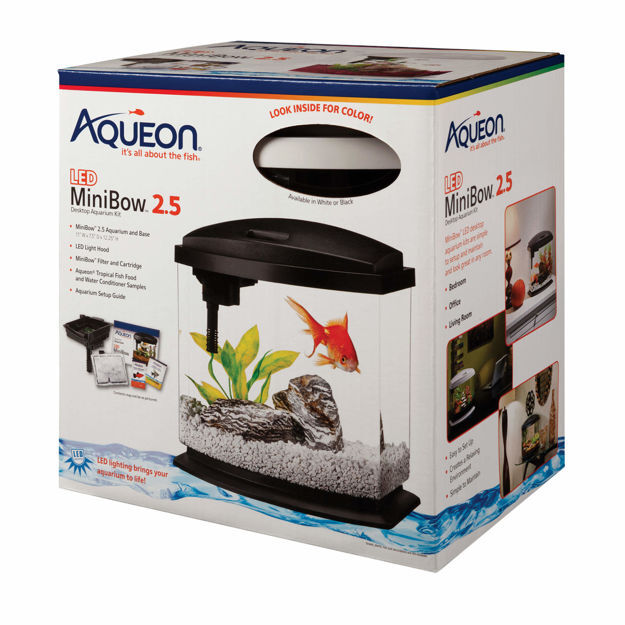 Aqueon MiniBow LED Aquarium Kit 2.5 Gallon White 11.5" x 7.63" x 12.5"