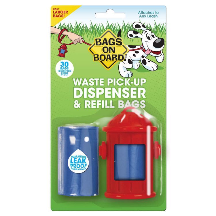 Bags on Board Fire Hydrant Dispenser and Pick-up Bags 30 bags Red