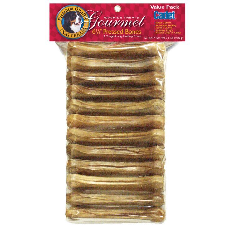 Cadet Pressed Rawhide Bones 6.5 inches 12 pack