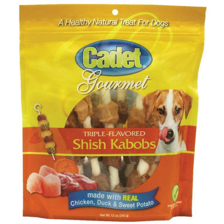 Cadet Gourmet Rawhide Shish Kabob Triple Flavor Treats Chicken, Duck and Sweet Potato 12 ounces