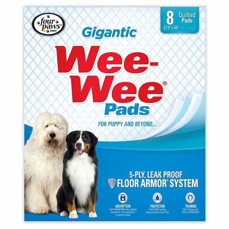 Four Paws Wee-Wee Pads 8 pack Gigantic White 27.5" x 44" x 0.1"