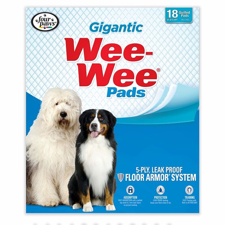Four Paws Wee-Wee Pads 18 pack Gigantic White 27.5" x 44" x 0.1"